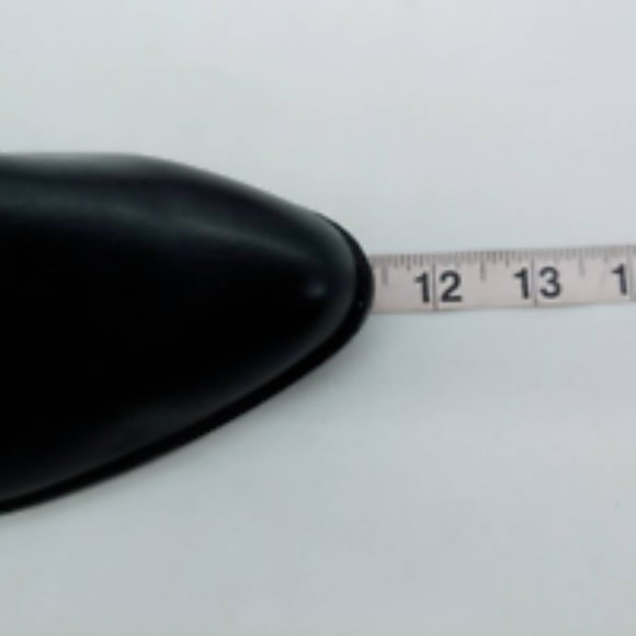 Express Womens Ankle Booties Black Zipper Almond Toe Cuban Heels Faux Leather 10 - Picture 6 of 10